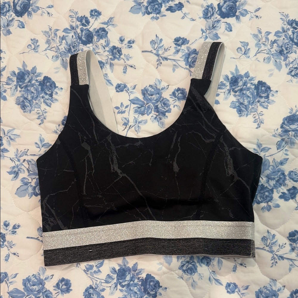 Mono B Black and Silver Sports Bra